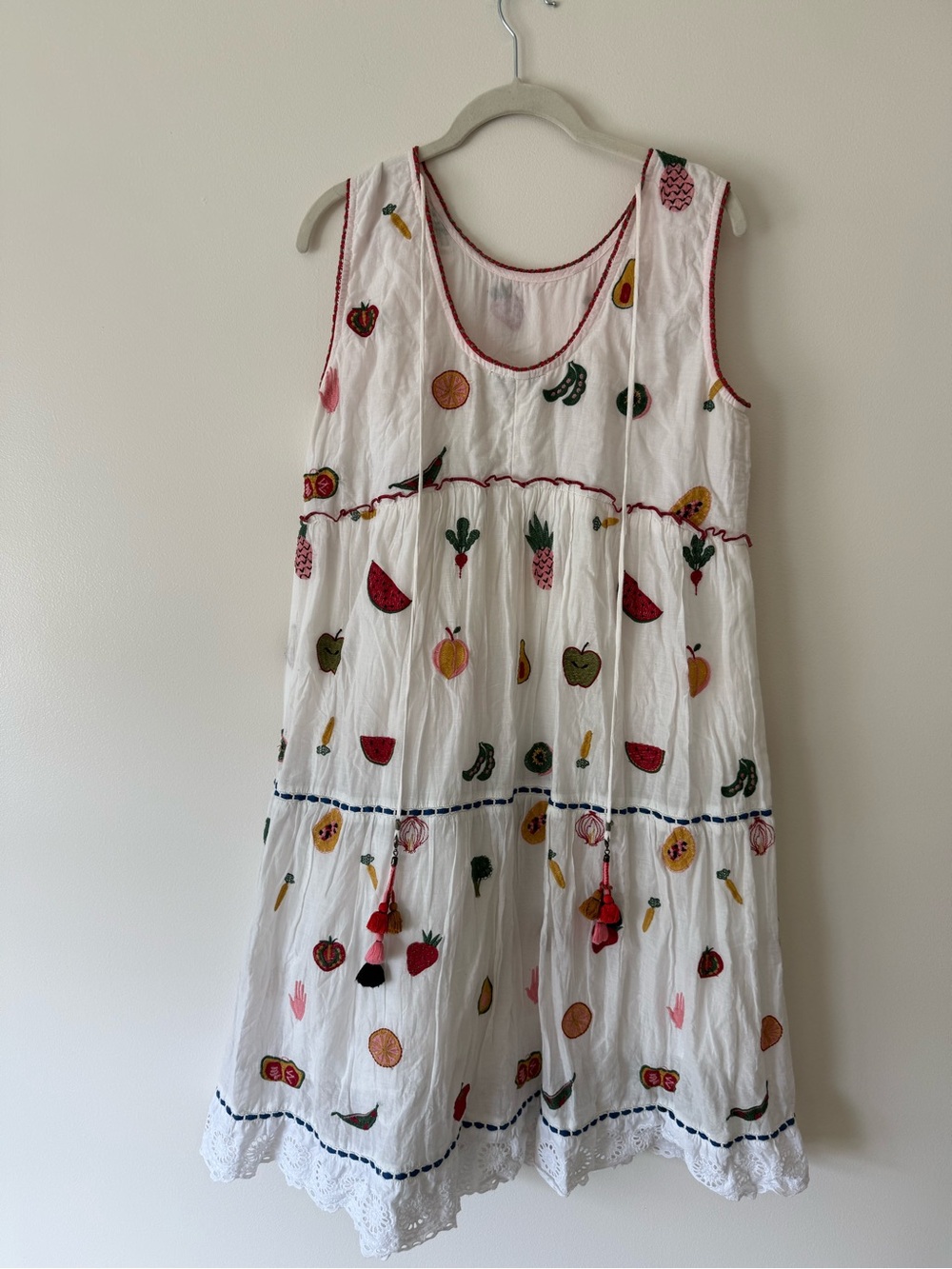 Conditions Apply (Anthro) fruit salad embroidered midi dress